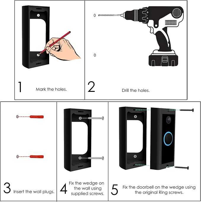 Video Doorbell Corner Mount for Doorbell Wired Corners Mounting Bracket 45 - Image 8