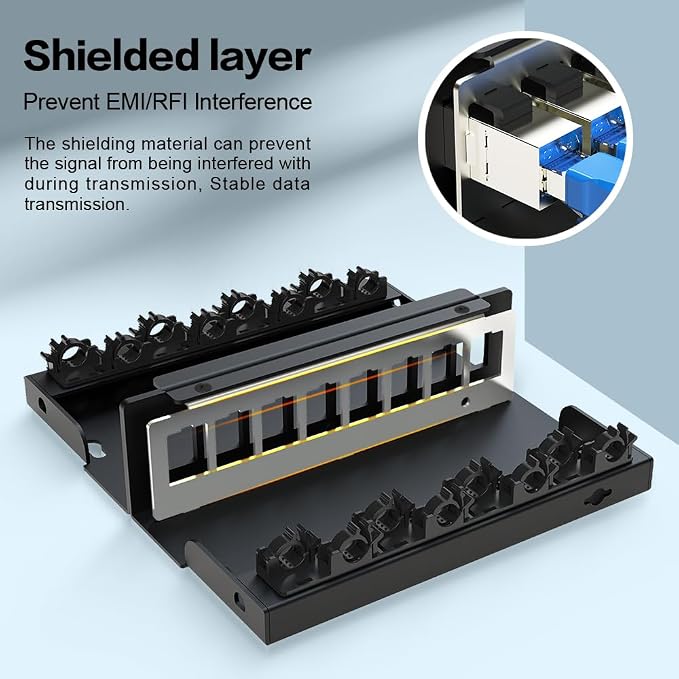 8 Port Blank Keystone Patch Panel Shielded Compatible - Image 5