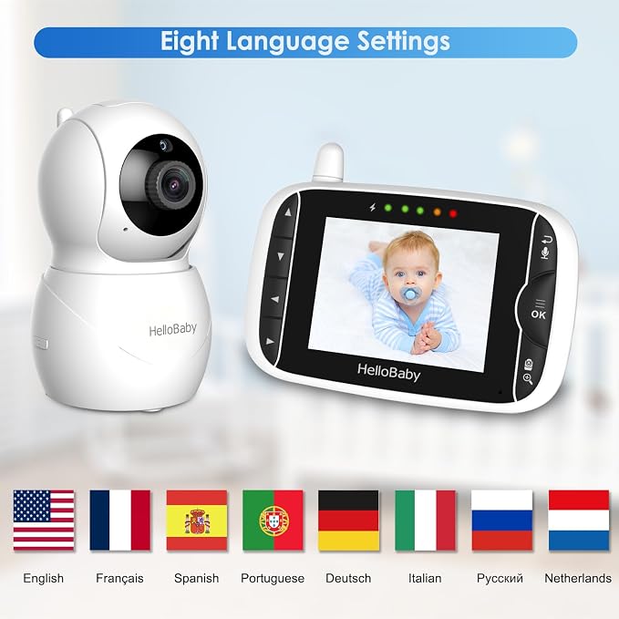 HelloBaby Monitor with Camera and Audio, IPS Screen LCD Display Video Baby - Image 6