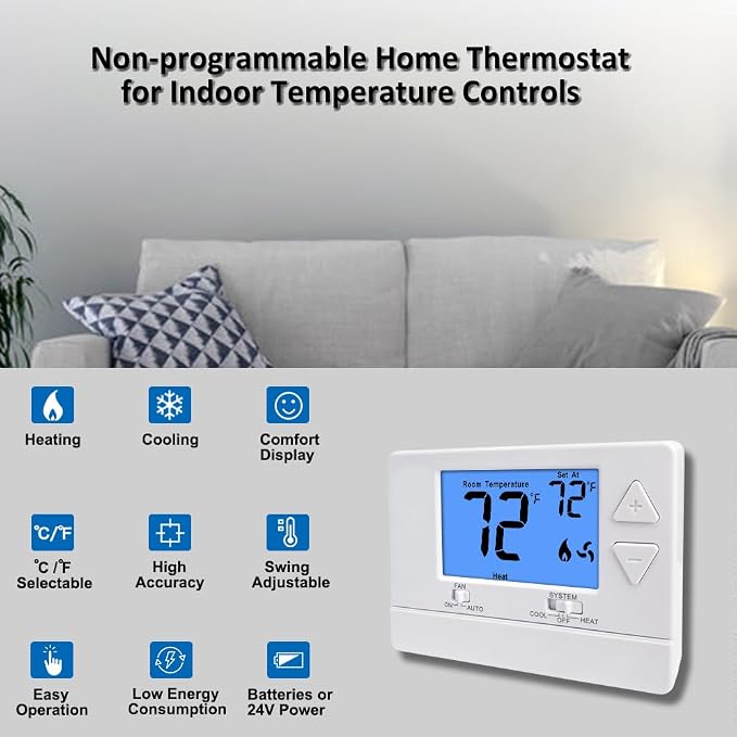 NonProgrammable Thermostat for House, Digital Energy-Saving Thermostat - Image 2