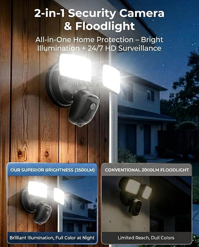 Onforu 2K Hardwired Floodlight Camera, 3500LM Motion Activated Outdoor Security - Image 3