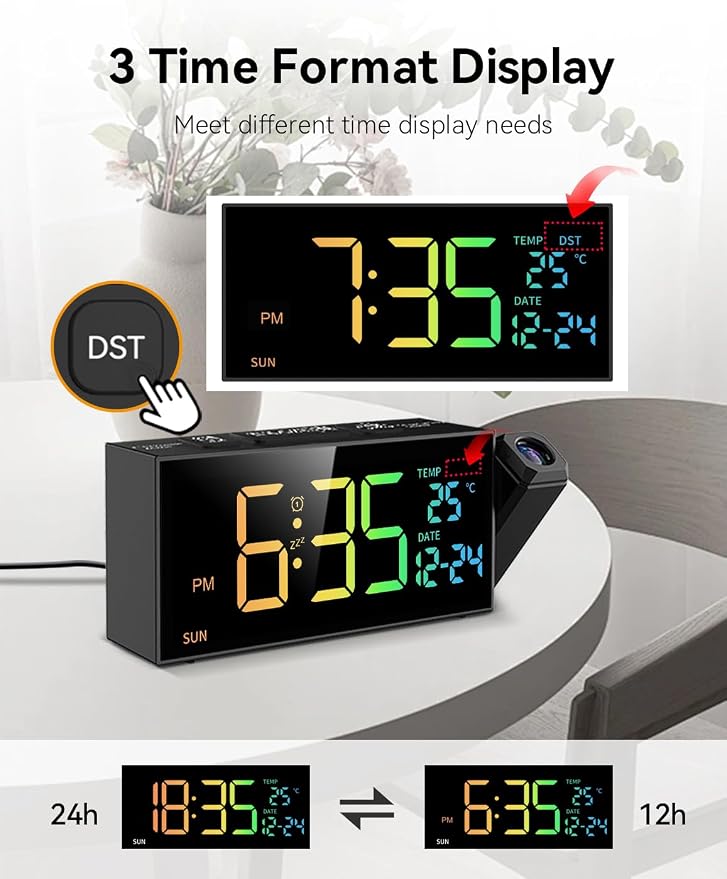 Netzu Projection Clock for Bedroom Ceiling, Alarm Clocks - Image 7