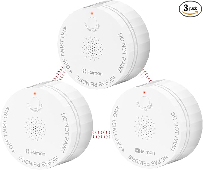 Heiman Smoke Detectors, Wireless Interconnected Photoelectric Battery Operated by HEIMAN