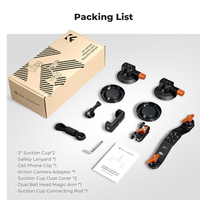 K&F CONCEPT 3" Dual Suction Cup Mount Sets - Image 7