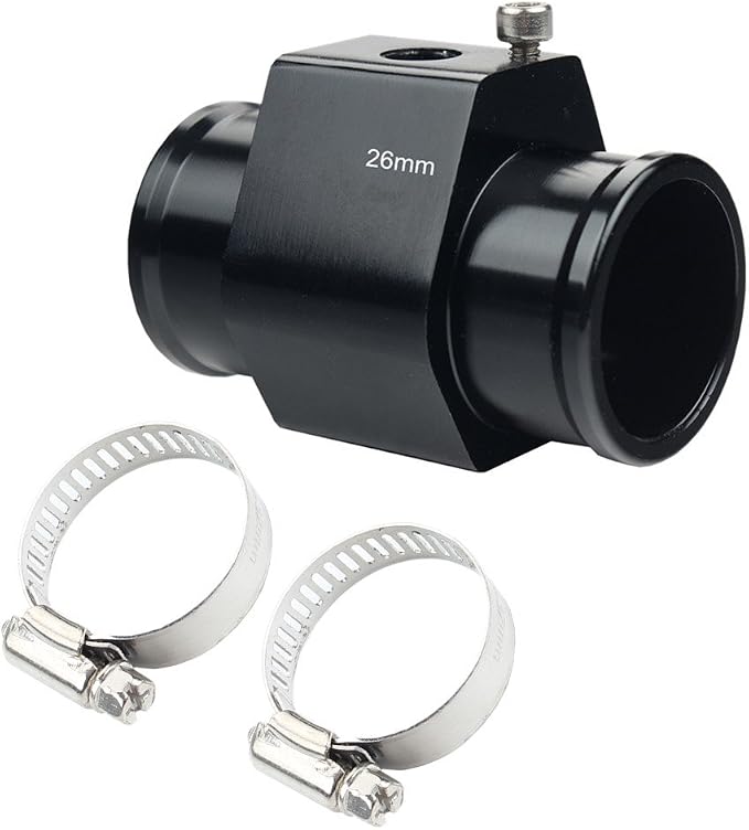 Dewhel Aluminum Black Water Temp Meter Temperature Gauge Joint Pipe Radiator - Image 2