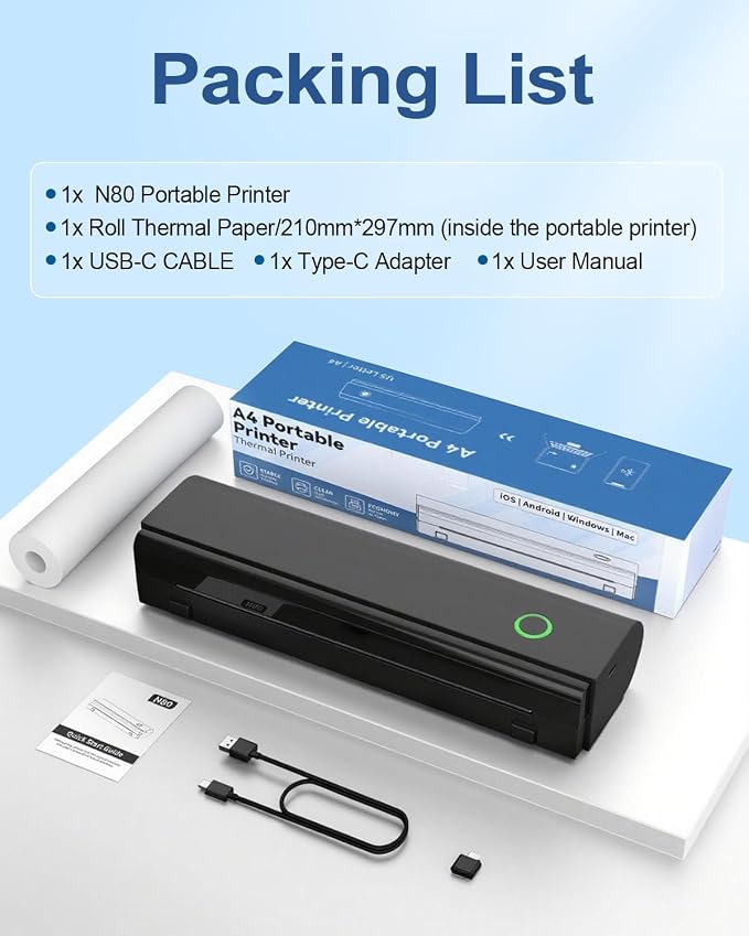 Portable Printers Wireless for Travel, Inkless Mobile Printer Work - Image 9