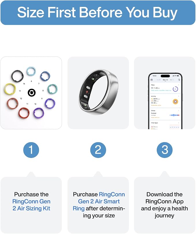 RingConn Gen 2 Air, Ultra-Thin AI Smart Ring, 10-Day Battery Life, - Image 2