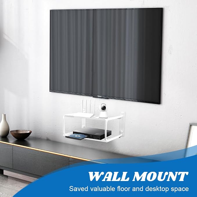 Tookie 2 Layers Projector Shelf, Wall Mount Double Floating Shelf Under TV - Image 6