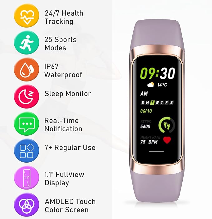 Fitness Tracker with 24/7Heart Rate, Blood Pressure, Sleep Tracking, Activity - Image 7