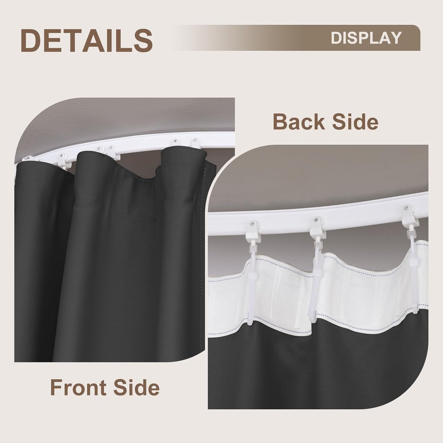 Room Divider Curtains & Flexible Bendable Tracks Set,Privacy Dividers Ceiling Track Curtain Window Blackout Curtains for Living Room Bedroom (W150 × H96 in 1 Panel Black Drape & White Rail)