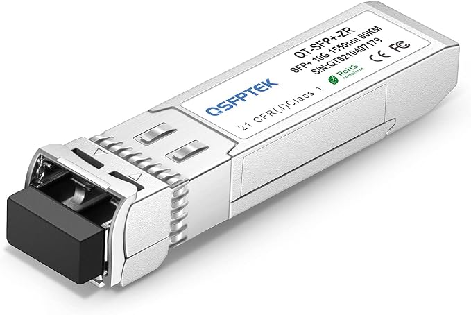 QSFPTEK 10G SFP+ Module, 10GBASE-ZR LC Single-Mode Fiber SMF 1550nm, 10Gb by QSFPTEK