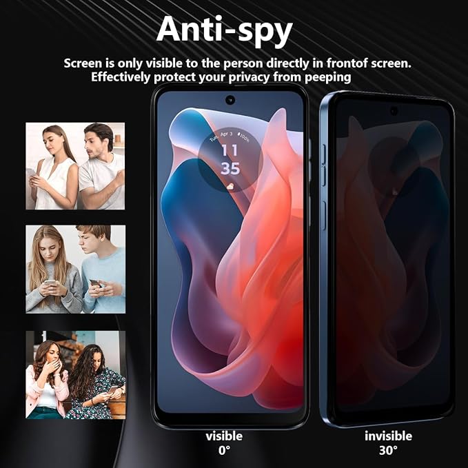 2 Pack Privacy Tempered Glass for Motorola Moto G Play 2024 Screen Protector - Image 4