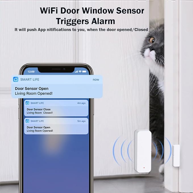 WiFi Door Sensor Window Detector: Smart Window Contact Sensor, Wireless - Image 2