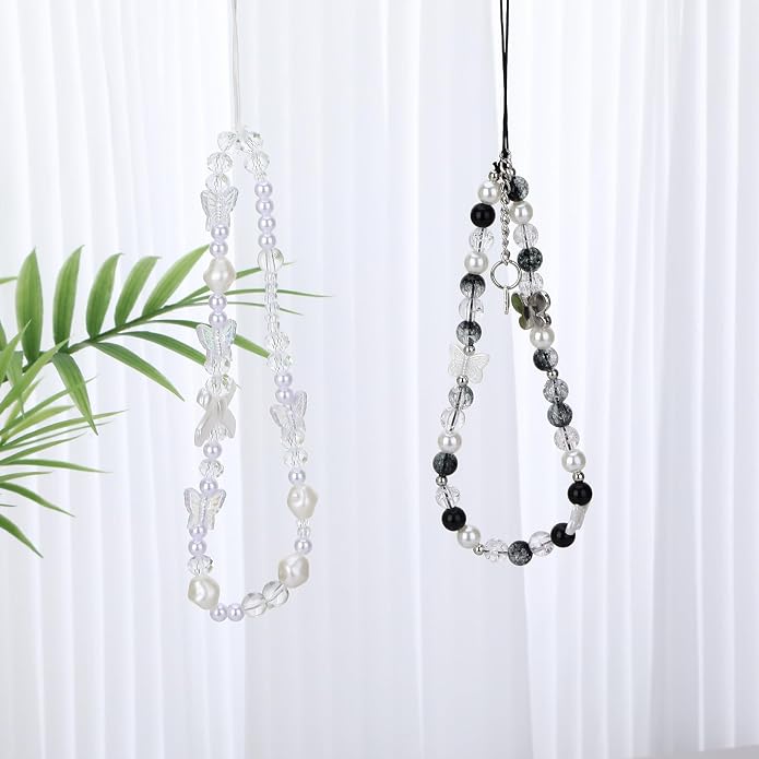 Pink Beaded Phone Wrist Straps, Y2K Phone Case Charms Camera Charm Strap - Image 7