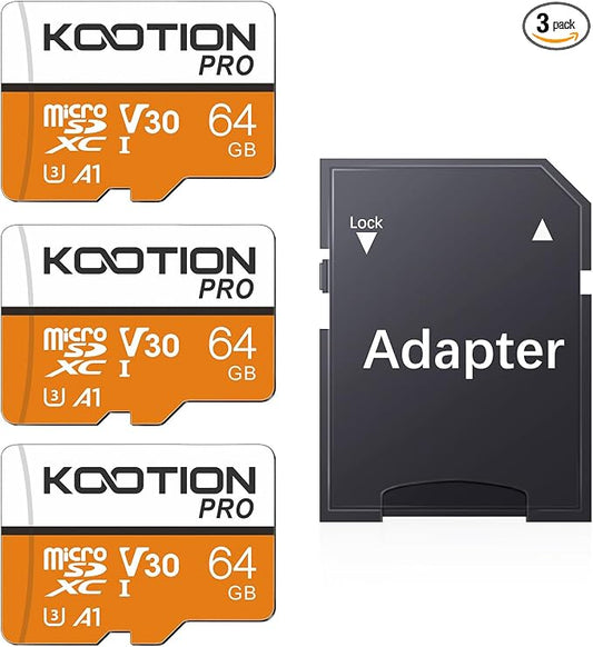 KOOTION 64GB Micro SD Card 3 Pack, U3 High-Speed microSDXC Memory Card by KOOTION