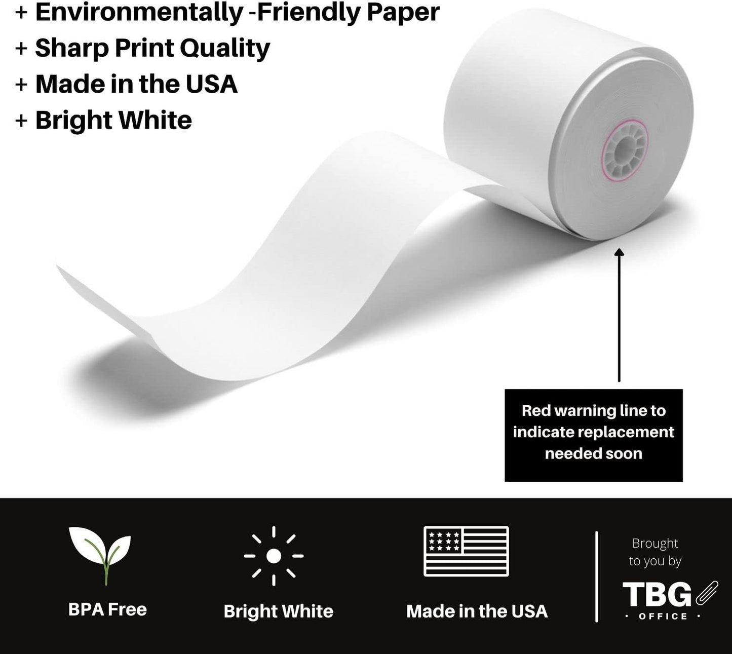 3 1/8” x 230' Thermal Paper Rolls - BPA FREE – MADE IN USA - Receipt rolls – Point of Sale Cash Register - Thermal printer paper - Credit Card Paper - for POS systems (1 Case - 10 Rolls)