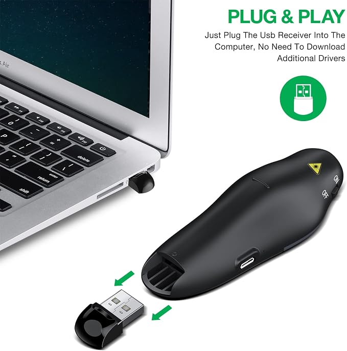 Rechargeable Presentation Clicker Wireless Presenter Remote USB Control - Image 2
