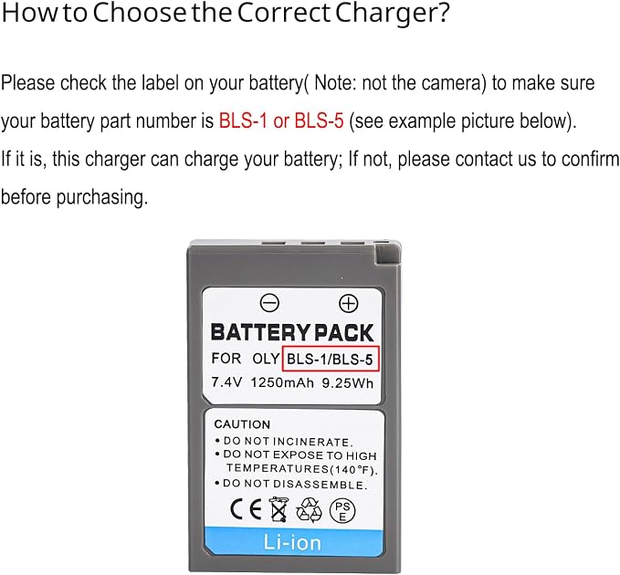 BLS-5 BLS-1 Battery Charger for Olympus E-PL1, Evolt E-420, Evolt E-410 - Image 2