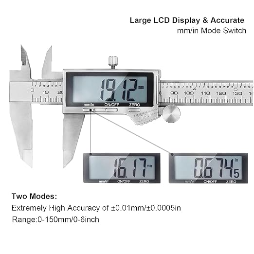 Digital Caliper Measuring Tool, IP54 Waterproof Stainless Steel Vernier Caliper - Image 3