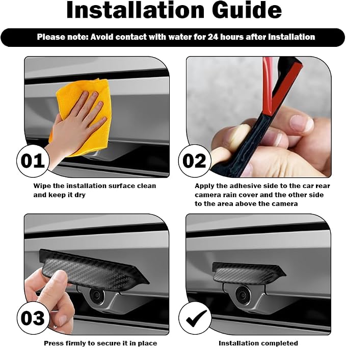 2PCS Backup Camera Rain Shield, Carbon Fiber Backup Camera - Image 5