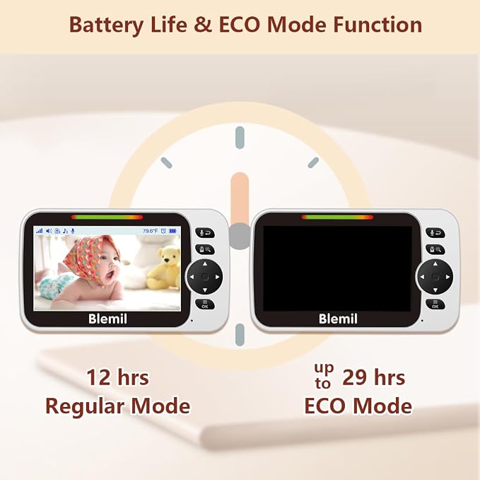 Blemil Baby Monitor with 30-Hour Battery, 3500mAh Battery, Remote Pan/Tilt/Zoom - Image 3