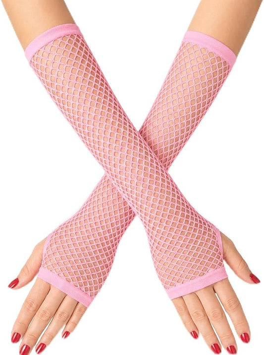 Seeksmile Women's Girls 80's Theme Party Emo Fingerless Arm Fishnet Gloves by Seeksmile