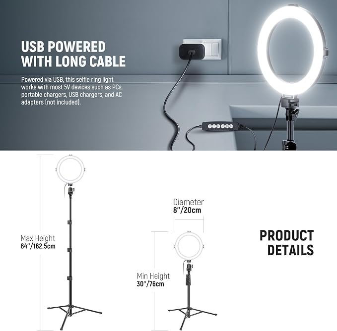NEEWER Basics 8" RGB LED Ring Light - Image 6