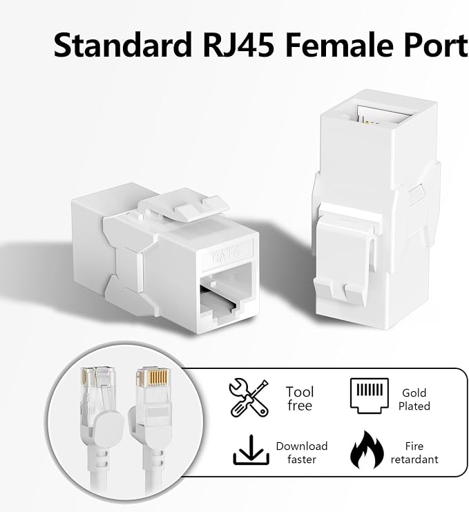 Jadaol UL Listed RJ45 Coupler, 10Gbps Gold-Plated Contacts Pass Through RJ45 - Image 3