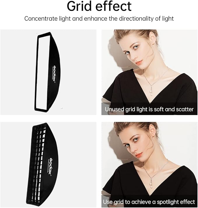 Godox FW22x90CM / 9"x36" Bowens Mount Strip Honeycomb Grid Softbox, Portable - Image 2