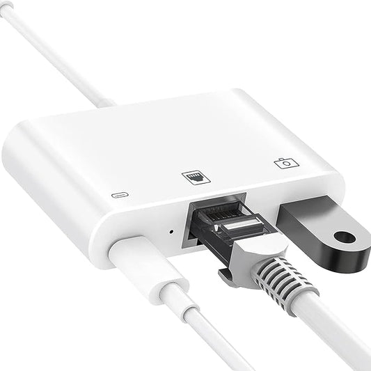 Lightning to RJ45 Ethernet Adapter, 3 in 1 USB to Lightning Adapter by RICHUPON