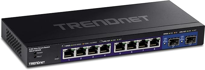 TRENDnet 10-Port Multi-Gig Web Smart Switch, TEG-3102WS, 8 x 2.5GBASE-T Ports by TRENDnet