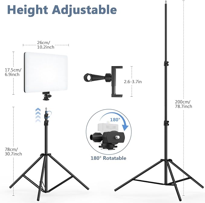 2 Pack Led Video Light Kit, 4000mAh Rechargeable Lithium Battery, Light Panel - Image 6