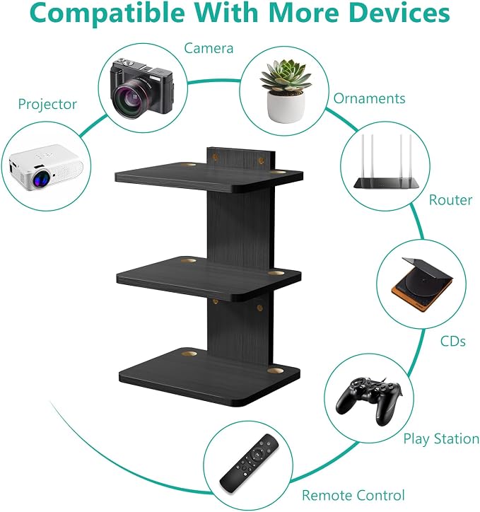 WALI Floating TV Shelf, 3 Tier Projector Shelf - Image 7