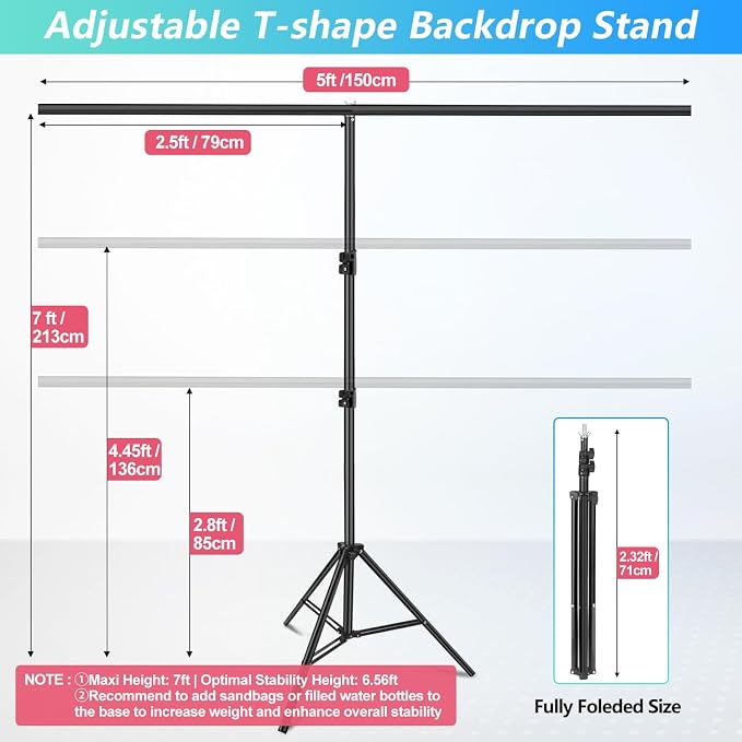 Green Screen Backdrop Kit with Stand, 5X6.5ft Portable Green Screen Backdrop - Image 3