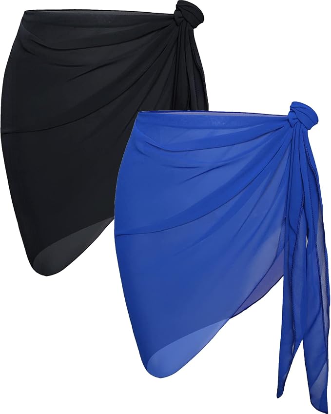 CHICGAL 2 Pieces Women Beach Sarong Bathing Suit Wrap Skirt Sheer Bikini by CHICGAL