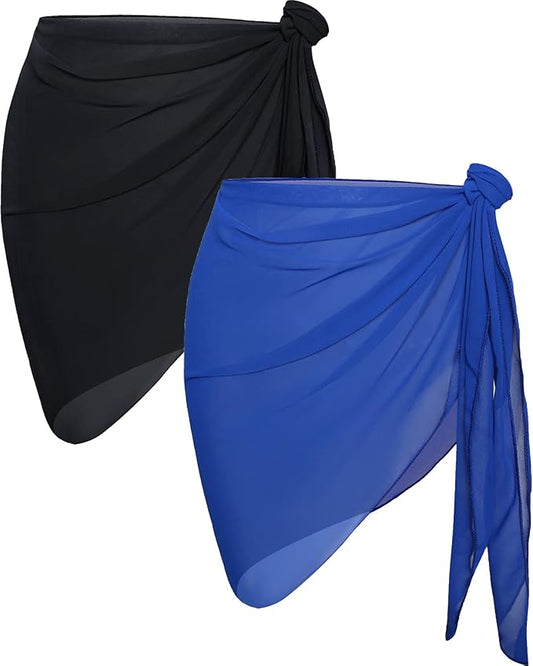 CHICGAL 2 Pieces Women Beach Sarong Bathing Suit Wrap Skirt Sheer Bikini by CHICGAL