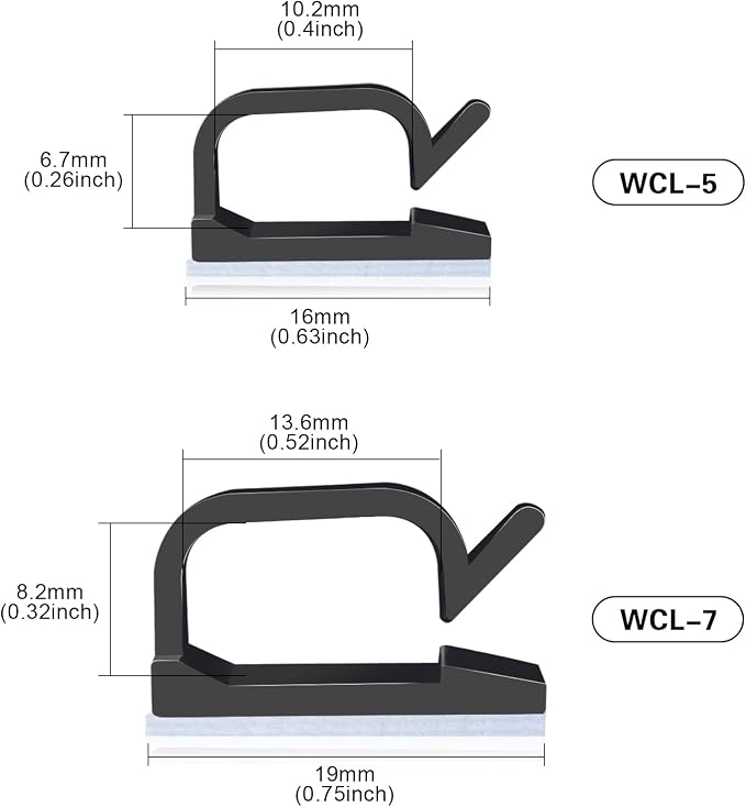 XHF 3/4” Adhesive Cable Wire Clips Black 60PCS, Cable Staples Outdoor Cable - Image 2