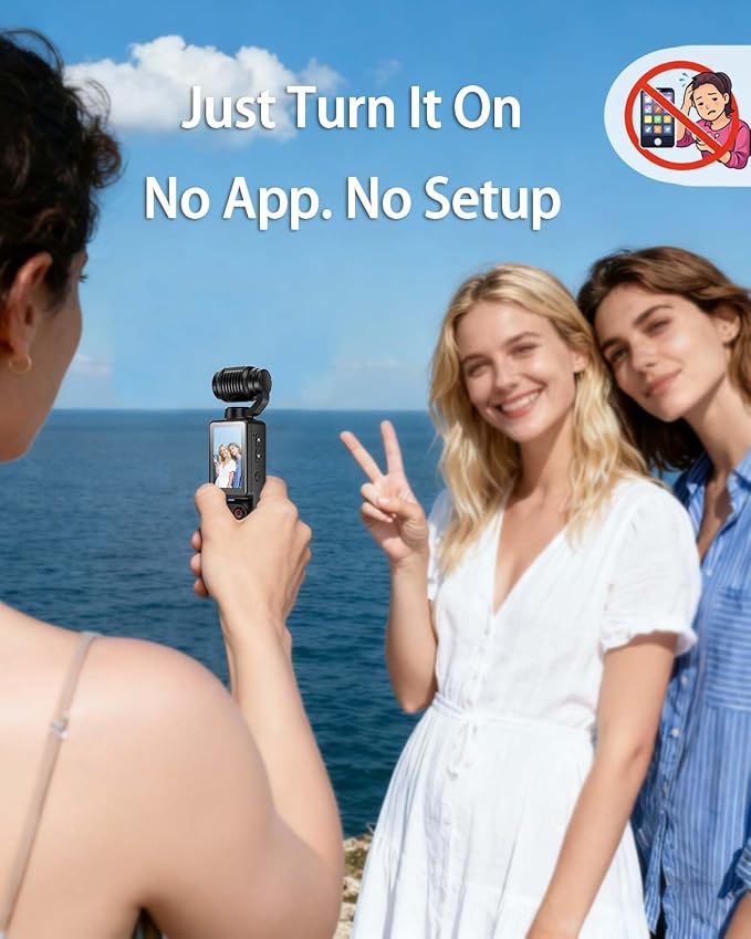 Vlogging Camera with 180° Rotating Lens, Pocket Camera with Audio & Video - Image 4
