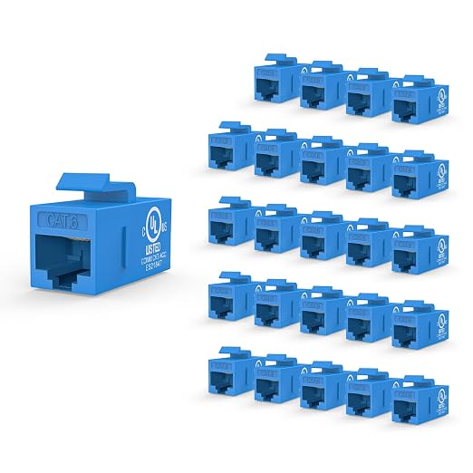VCE UL-Listed CAT6 Keystone Coupler 25-Pack, Ethernet Coupler Female to Female by VCE