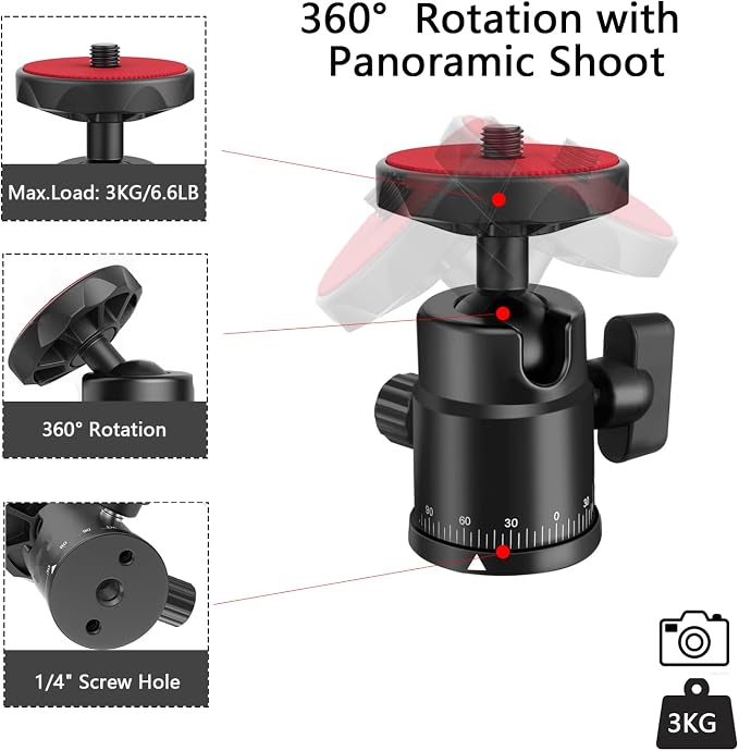 Universal 1/4" Swivel Mini Ball Head Screw Tripod Mount - Image 4