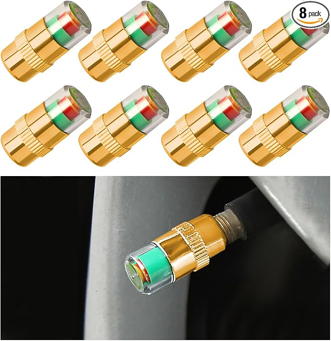 Yourkar 8 PCS Tire Pressure Monitor Valve Stem Caps, 2.4Bar 36PSI Car Tire by Unknown