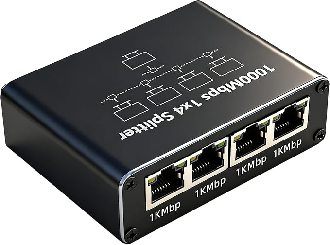 5 Port Gigabit Ethernet Switch Type-C 5V Powered 1 in 4 Out Network Hub Plug by PULVISION