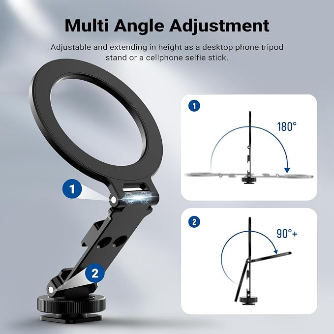 NEEWER Magnetic Tripod Phone Mount Cold Shoe Adapter, Aluminum Compact - Image 2