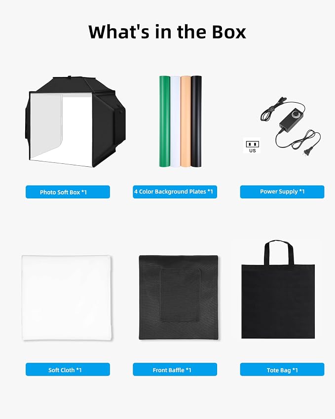 Glendan Portable Light Box Photography: 16"x16" Professional Dimmable Photo Box - Image 8