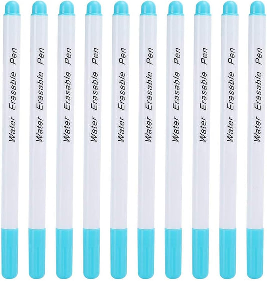 10Pcs Air Water Erasable Pen, Fabric Marker Temporary Marking Auto Vanishing Pen Air Erasable Pens Disappearing Ink Marking Pens for Cloth Marking and Tracing Tools(Single Head Blue)