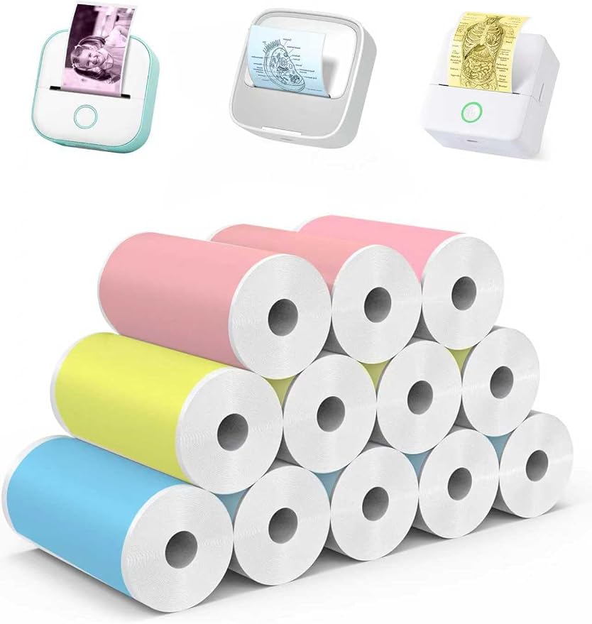 12 Rolls Mini Thermal Printer Sticker Paper Self-Adhesive, Notebuddy Mini by PrintingYourLife