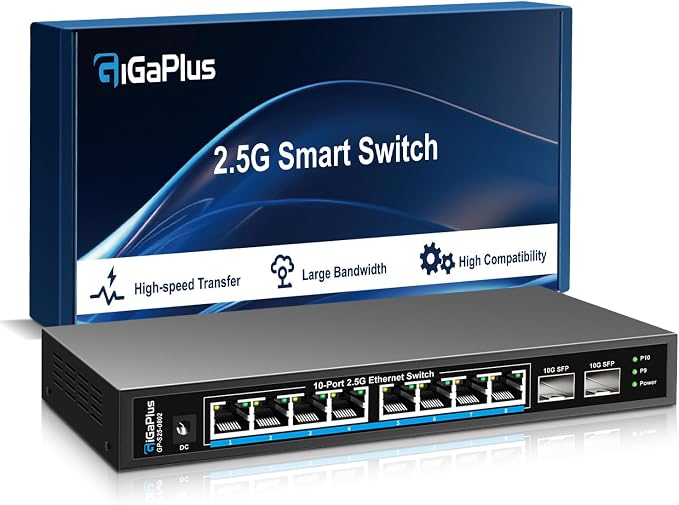10 Port 2.5Gb Unmanaged Ethernet Switch by GiGaPlus