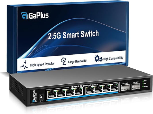 10 Port 2.5Gb Unmanaged Ethernet Switch by GiGaPlus