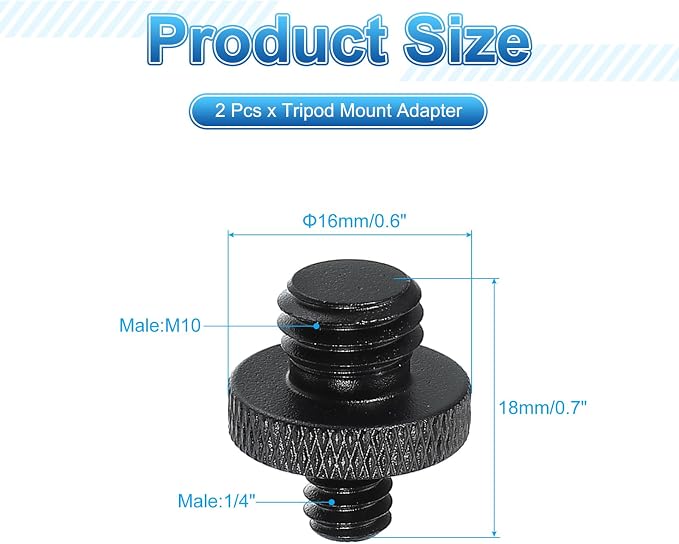 PATIKIL Tripod Screw Adapter 1/4" Male to M10 Male, 18 mm - Image 2