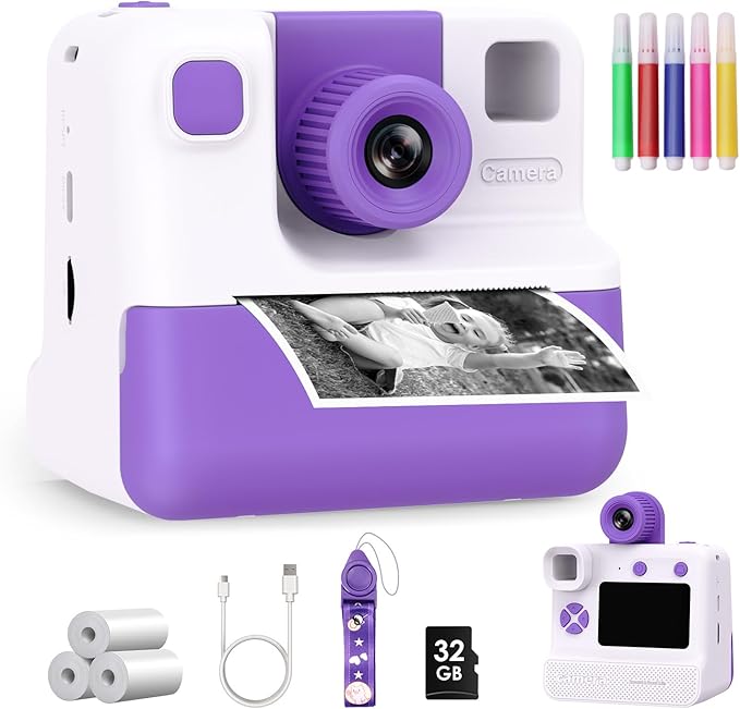 Kids Camera Instant Print, Christmas Birthday Gifts by GREENKINDERKidsCamera
